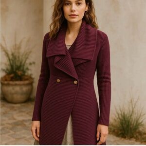 CAbi Burgundy Ribbed Sweater